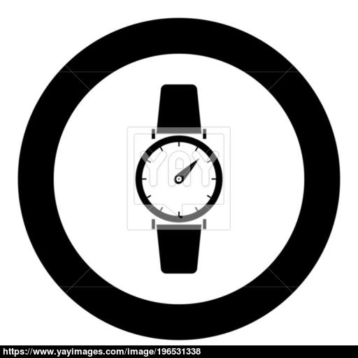 Hand Watch Icon Black Color In Circle Or Round Vector