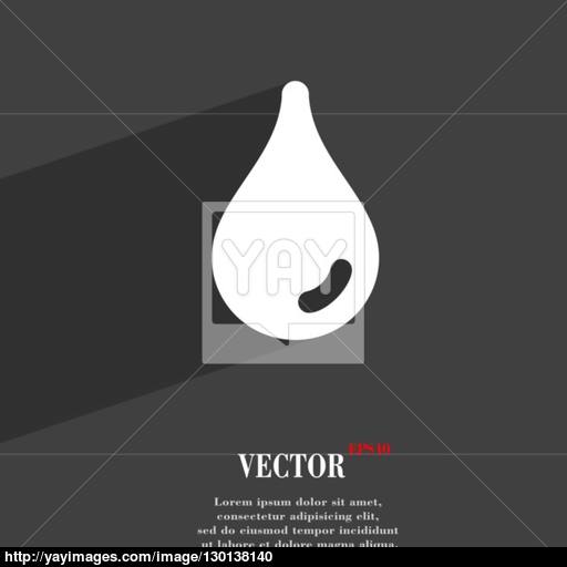 Water Drop Icon Symbol Flat Modern Web Design With Long Shadow