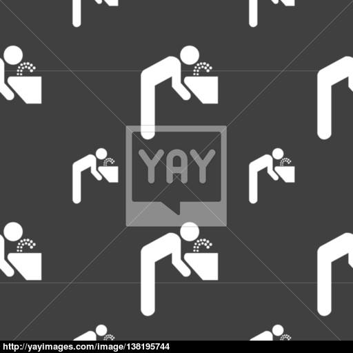 Drinking Fountan Sign Seamless Pattern On A Gray Background