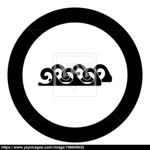 Water Wave Black Icon In Circle Vector Illustration Isolated