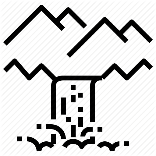 Mountain, Waterfall Icon