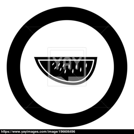 Watermelon Black Icon In Circle Vector Illustration Isolated