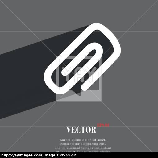 Clip To Paper Icon Symbol Flat Modern Web Design With Long Shadow