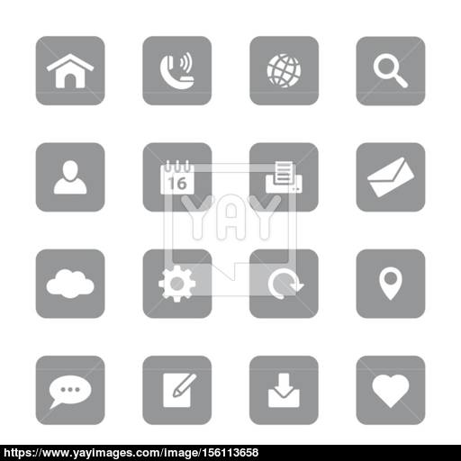 Web Icon Set On Gray Rounded Rectangle Vector