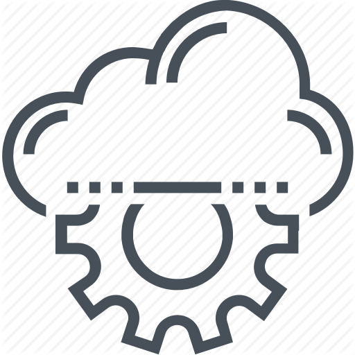 Cloud, Gear, Machine, Technology, Virtual, Web, White Icon