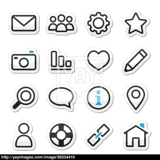 Website Menu Navigation Stroke Icons Vector
