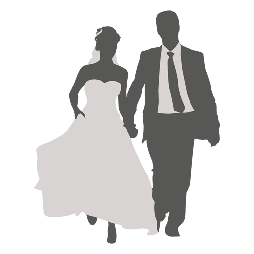 Wedding Couple Walking Silhouette