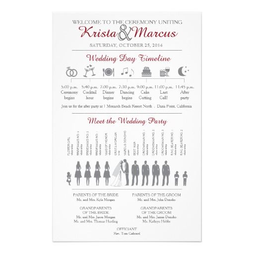 Simple Silhouettes Wedding Program Icon Wedding Timeline