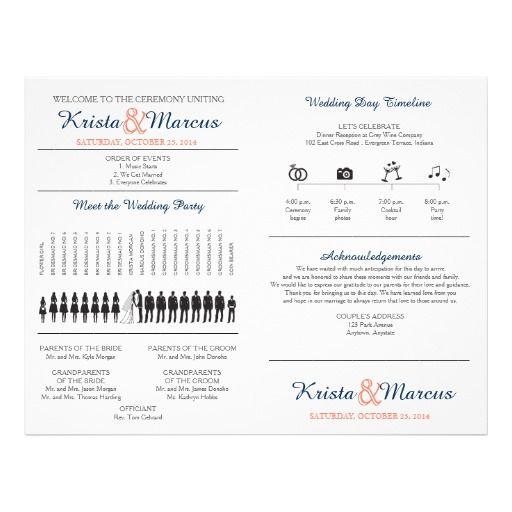 Simple Silhouettes Wedding Program Fan Icon Wedding Timeline