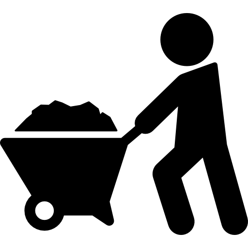 Silhouette Pushing Wheelbarrow Icons Free Download