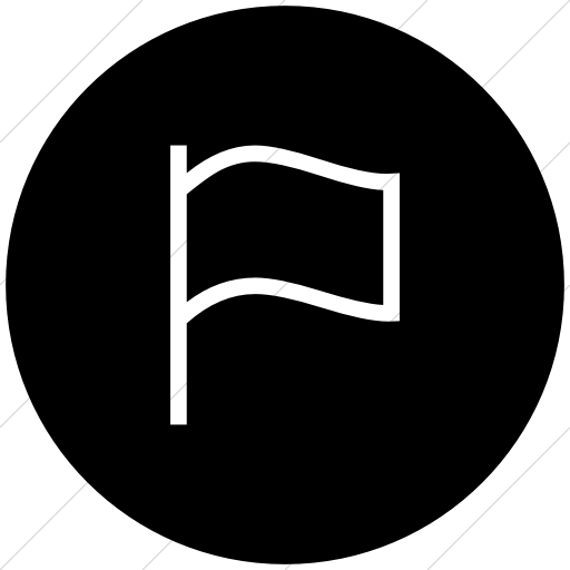 Flat Circle White On Black Classica White Flag Icon
