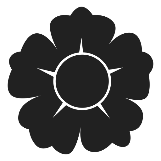 Black And White Five Petal Flower Icon