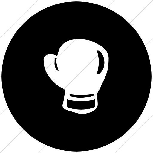 Flat Circle White On Black Classica Boxing Glove Icon