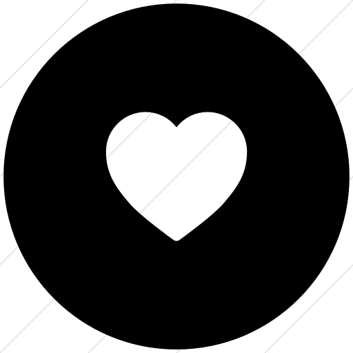 Flat Circle White On Black Foundation Heart Icon