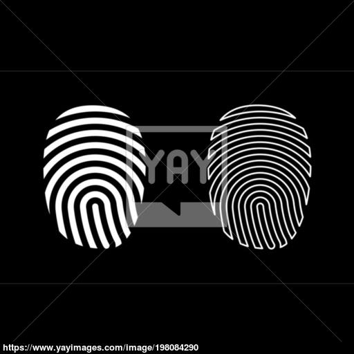 Fingerprint Icon Set White Color Illustration Flat Style Simple