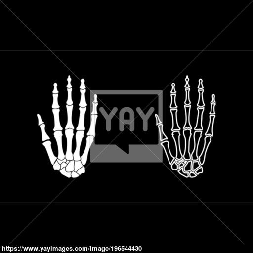Hand Bone Icon Set White Color Illustration Flat Style Simple