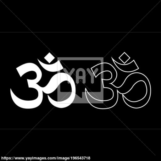 Induism Symbol Om Sign Icon Set White Color Illustration Flat