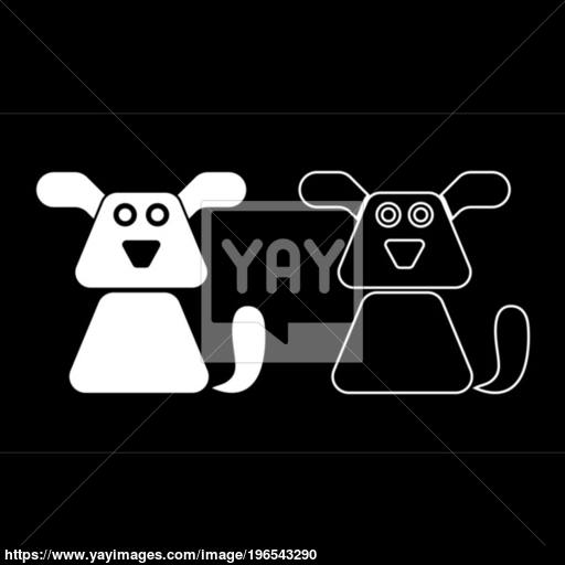 Dog Icon Set White Color Illustration Flat Style Simple Image