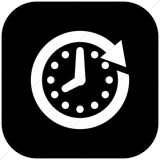 Flat Rounded Square White On Black Raphael Clock Future