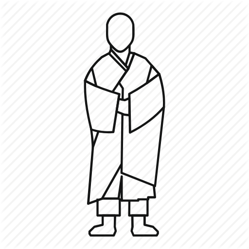 Asian, Background, Buddhist, Line, Monk, Outline, White Icon