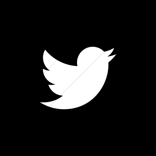 Flat Square White On Black Social Media Twitter Icon