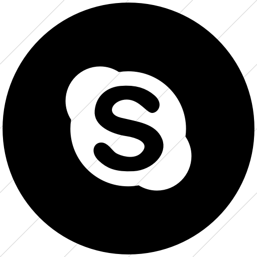 Flat Circle White On Black Social Media Skype Icon