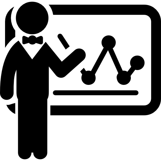 Businessman With Statistics On Whiteboard Free Vector Icons