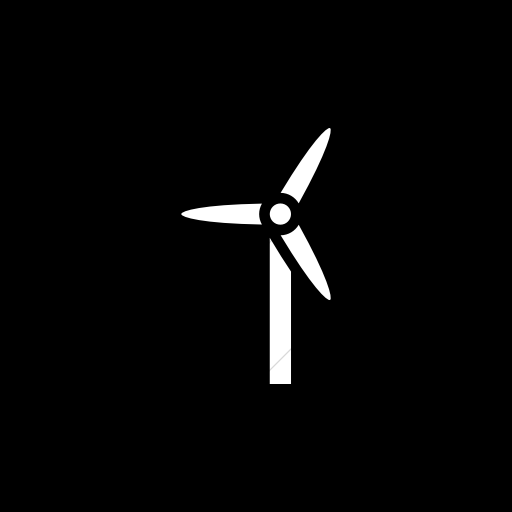 Flat Square White On Black Iconathon Wind Turbine Icon