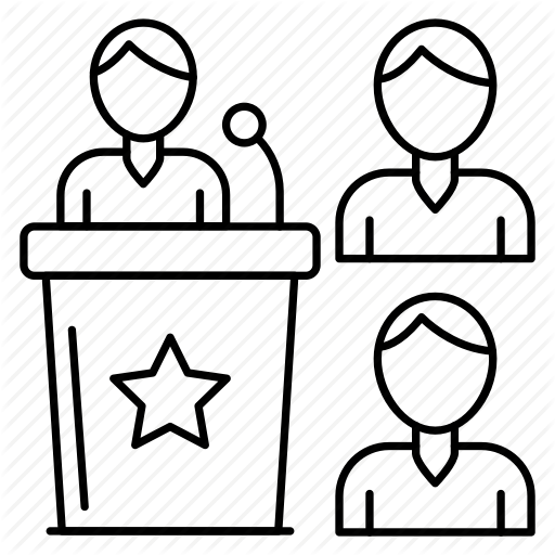 Debate, Desk, Microphone, Speaker, Speech Icon