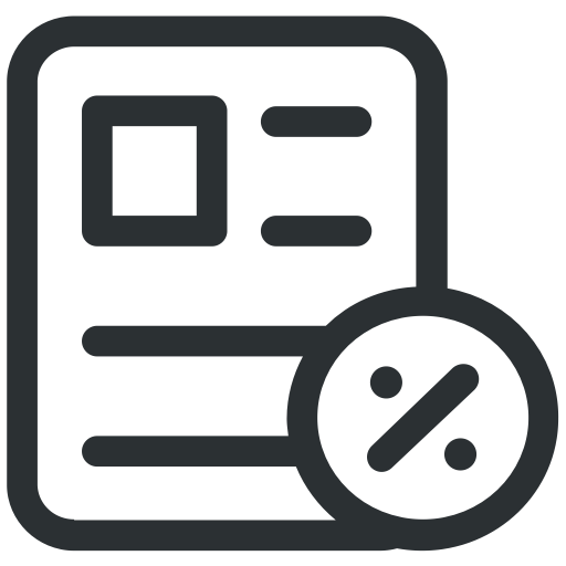 Check, Cheque, Discount, Document, Paper, Percent, Receipt Icon Icon