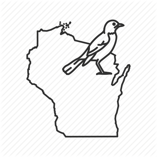 Borders, Map, State, State Bird, State Symbol, Usa, Wisconsn