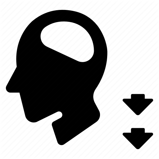 Decrease, Down, Head, Loss, Person, Wisdom Icon