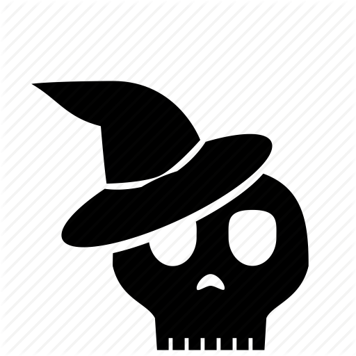 Halloween, Hat, Skull, Witch Icon