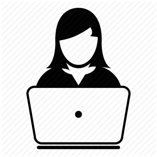 Computer, Laptop, Manager, User, Woman, Working Icon