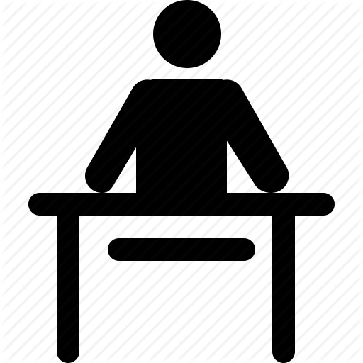 Counter, Desk, Man, Office, Receptionist, Stand, Workplace Icon