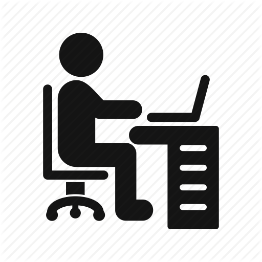 Office, Using Laptop, Working, Workspace Icon