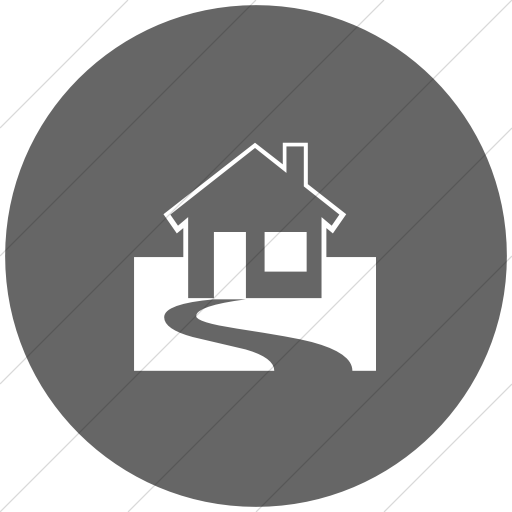 Flat Circle White On Gray Classica Home With Yard Icon