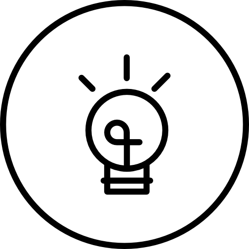 Light Bulb Of Rounded Shape Inside A Circle Icons Free Download