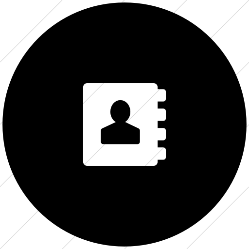 Flat Circle White On Black Foundation Address Book Icon