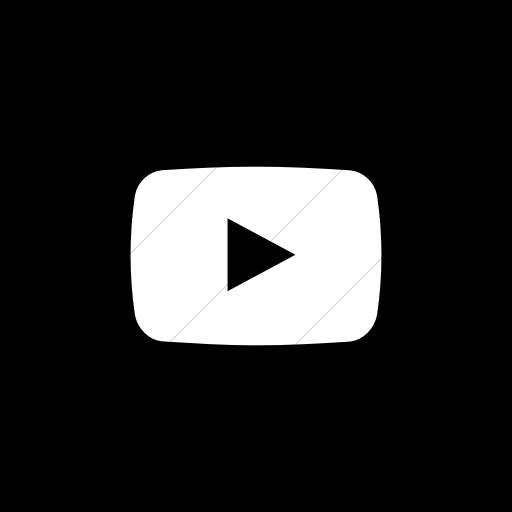 Flat Square White On Black Social Media Youtube Icon