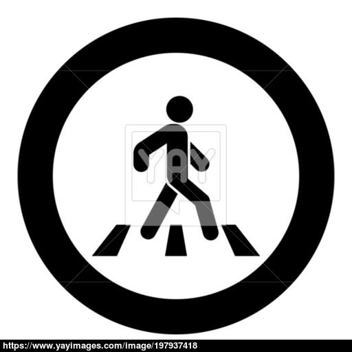 Pedestrian On Zebra Crossing Icon Black Color Vector Illustration