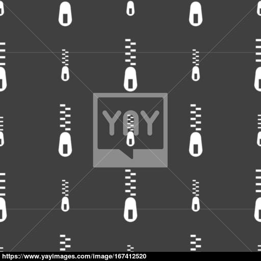 Zipper Icon Sign Seamless Pattern On A Gray Background Vector