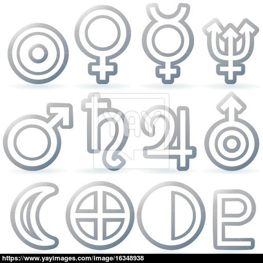 Zodiac And Astrology Symbols Of The Planets Vector