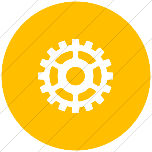 Flat Circle White On Yellow Classica Gear Icon