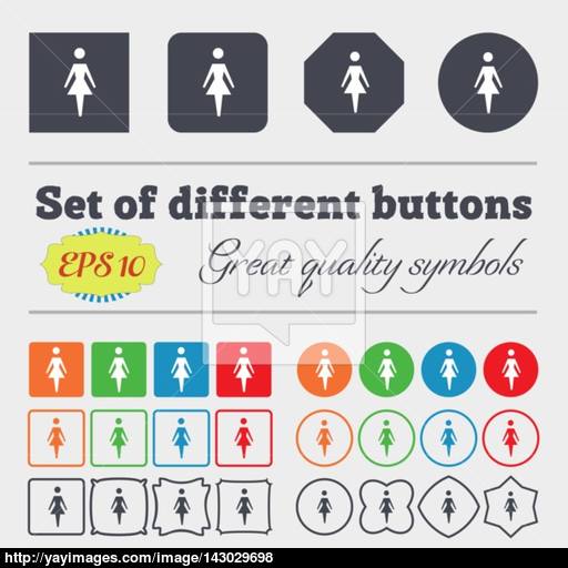 Female Sign Icon Woman Human Symbol Women Toilet Big Set