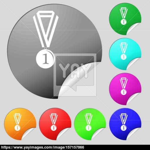 The Medal For First Place Icon Sign Set Of Eight Multi Colored