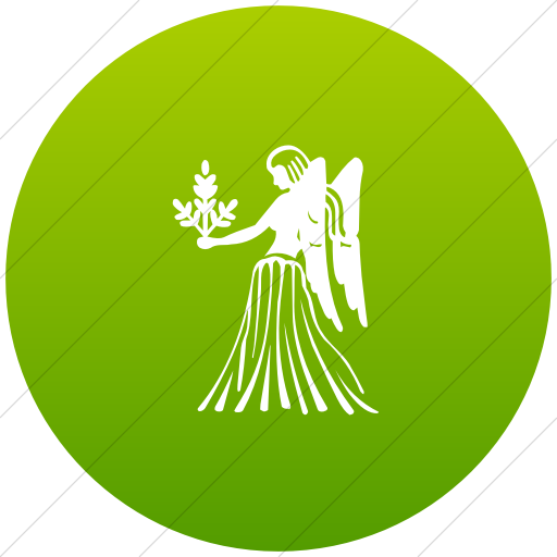 Flat Circle White On Green Gradient Zodiac Virgo Icon