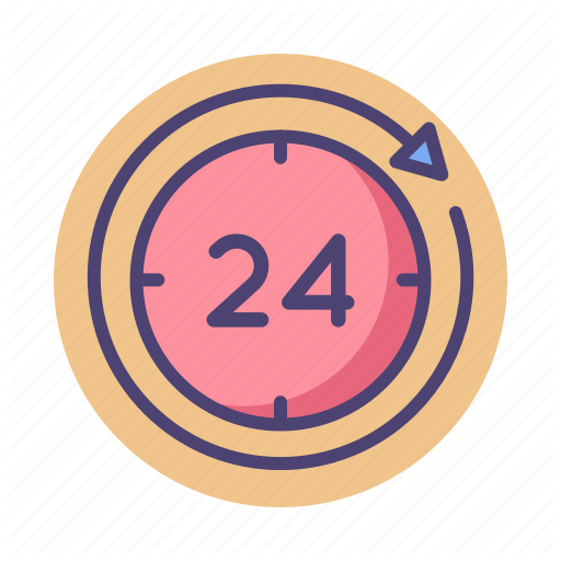 Hours, Round The Clock Icon