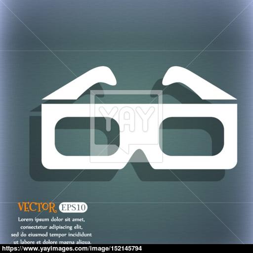 Glasses Icon On The Blue Green Abstract Background With Shadow