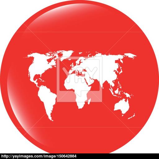 Vector Globe Icon, Earth World Map On Web Button Vector
